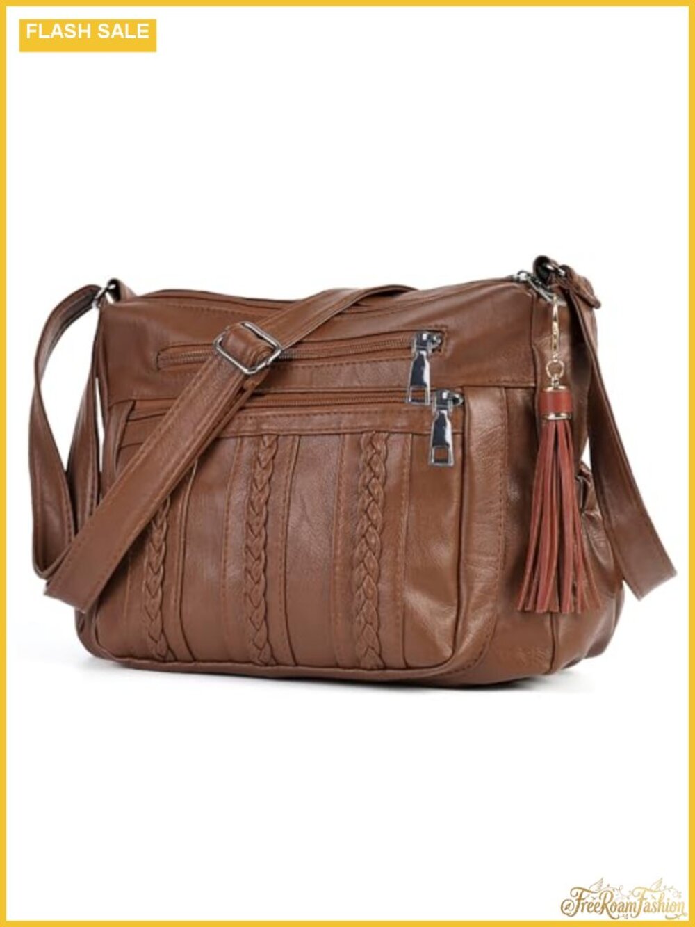 Women's Crossbody Bag Soft PU Leather Adjustable Strap Multi Pocket Shoulder
